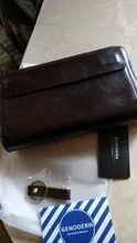 Men Clutch Wallet Phone-Bag Long-Purses Business Genuine-Leather Double-Zipper GENODERN