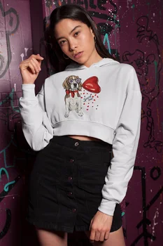 

Angemiel Wear Spread Love White Short Hooded Sweatshirt