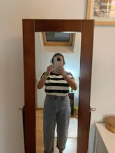 Slouchy Jeans Pencil-Pants Genayooa High-Waist Denim Streetwear Vintage Cotton Summer