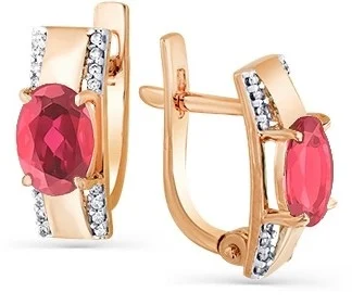 

Magic Stones earrings with corundum and cubic zirconia in red gold