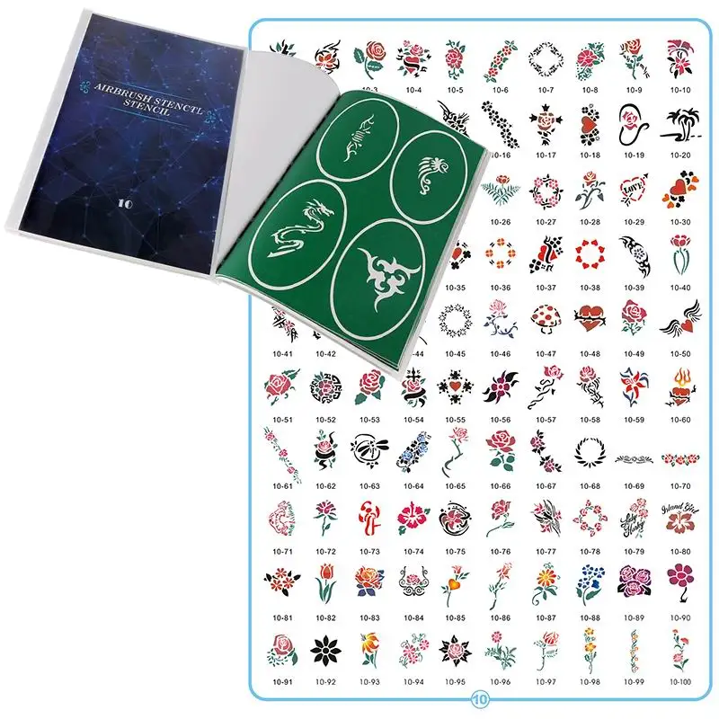 Лидер продаж книжка #10 высококачественный трафарет с блестками для татуировок