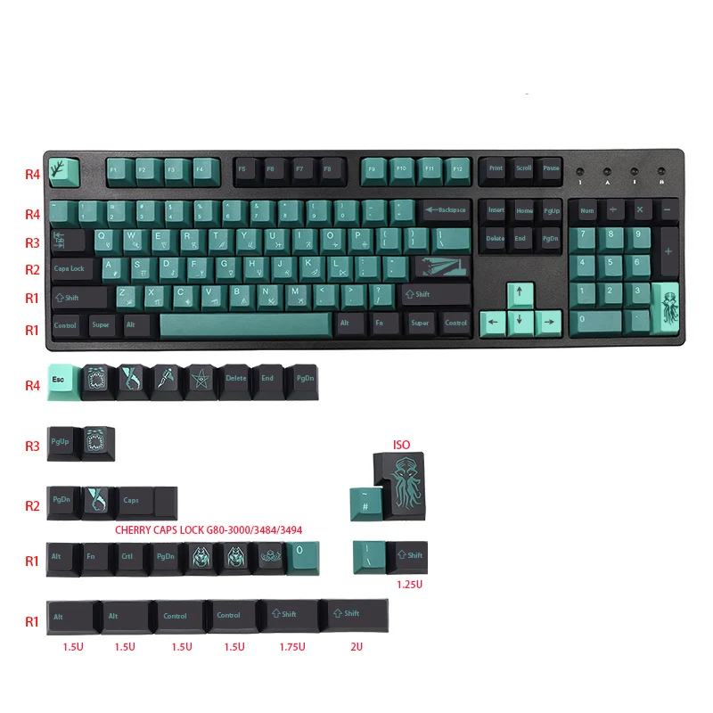 cereja pbt tintura sublimação teclado mecânico keycap