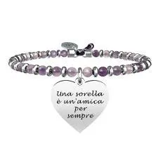 

KIDULT 316L STAINLESS STEEL BRACELET, AMETHYST AND CRYSTALS "A SISTER…” 731436-FAMILY