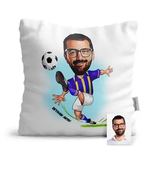 

Personalized Football Player Yellow Navy Blue Cartoon Satin Pillow-1