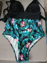 Bañador de una pieza con volantes para mujer, traje de baño Sexy con estampado de hojas, cuello de pico profundo, traje de baño ajustable con Espalda descubierta, ropa de playa de talla grande 2020