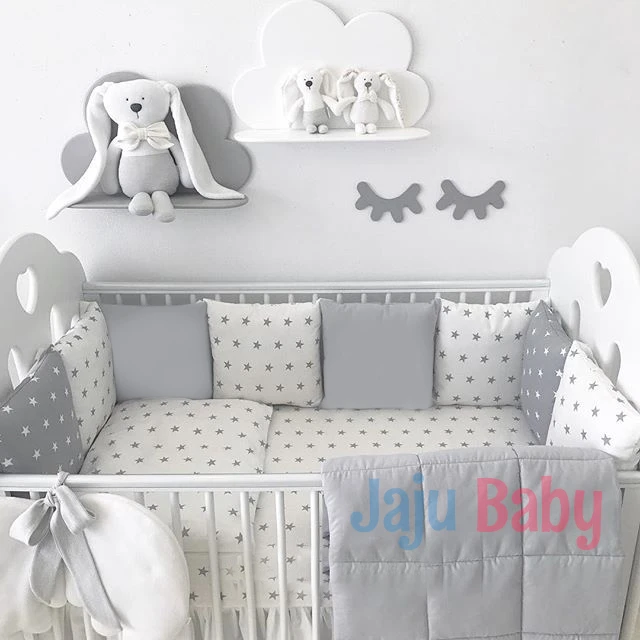 Jaaju Baby Housse De Couette Pour Bebe Et Protection Des Bords Du Berceau Ensemble De Couvertures Aux Motifs D Etoile Grise Aliexpress
