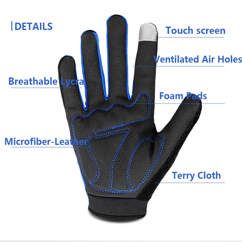 MOREOK Winter Gloves Full Finger Windproof Bike Gloves Foam Pads Touchscreen Bicycle Gloves Warm Cycling Gloves Running Gloves 3