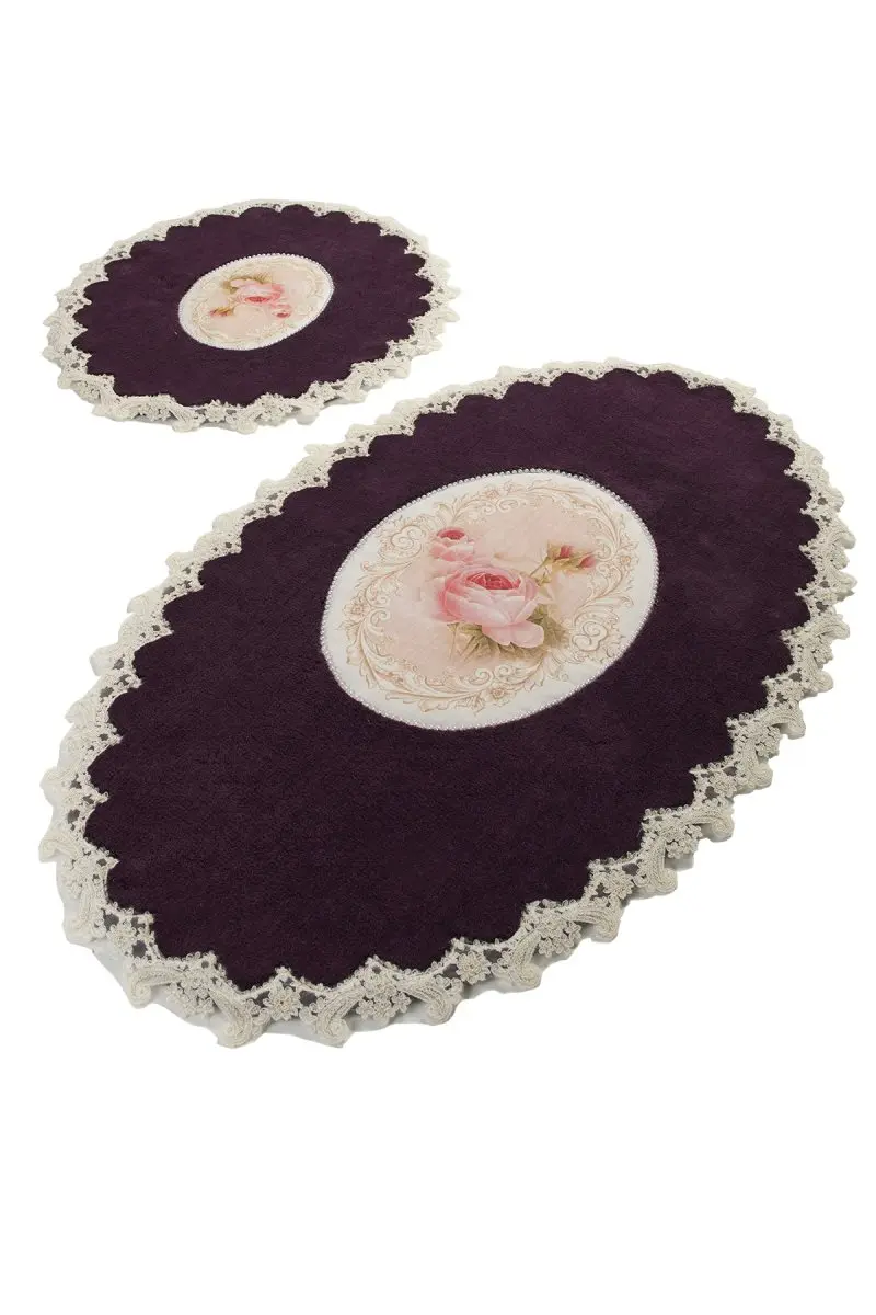 Коврики для ванной, Нескользящие, Противоскользящие коврики, Нескользящие, французские, Овальные, фиолетовые, жемчужные, для ванной, ковер, 2'Li, набор, 60X100 Cm-50X60 см