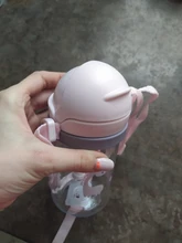 Botella de paja de agua potable con dibujos de animales para niños, Bola de gravedad, taza de bebé con correa para el hombro