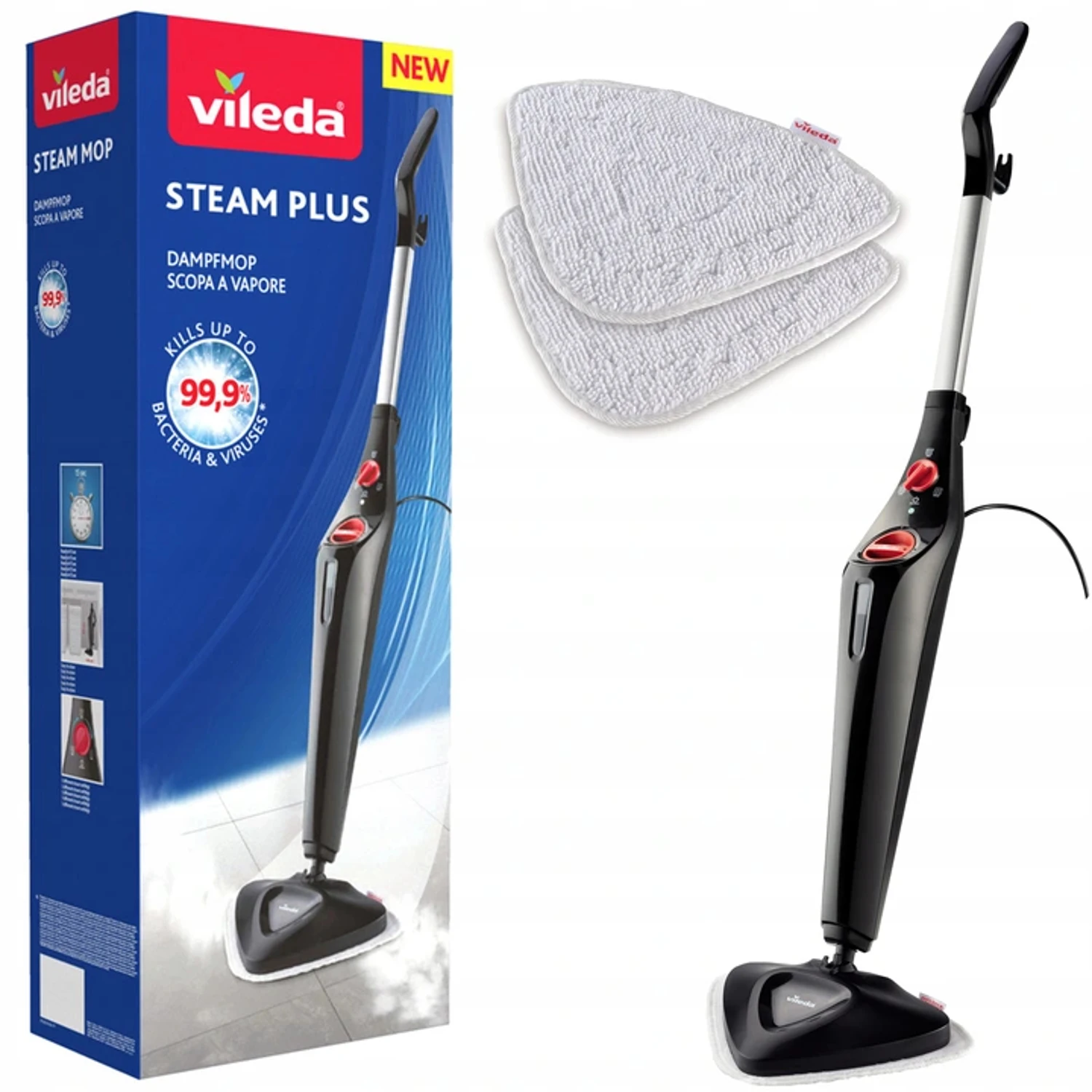 argument Menagerry Leraren dag Vileda 168917 Steam Plus 3.0 Electric Mop with 2x Microfibre Replacement  Pads, Carpet Cleaning|Mops| - AliExpress