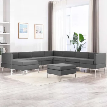 

9 PCs dark gray sofa fabric sofa sets