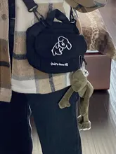 Bandolera de lona con estampado de dibujos animados para mujer, bolso de hombro tipo sobre