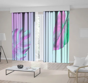 

Curtain Tropical Palm Leaves in Vibrant Bold Gradient Holographic Neon Colors Minimal Art Green Lilac