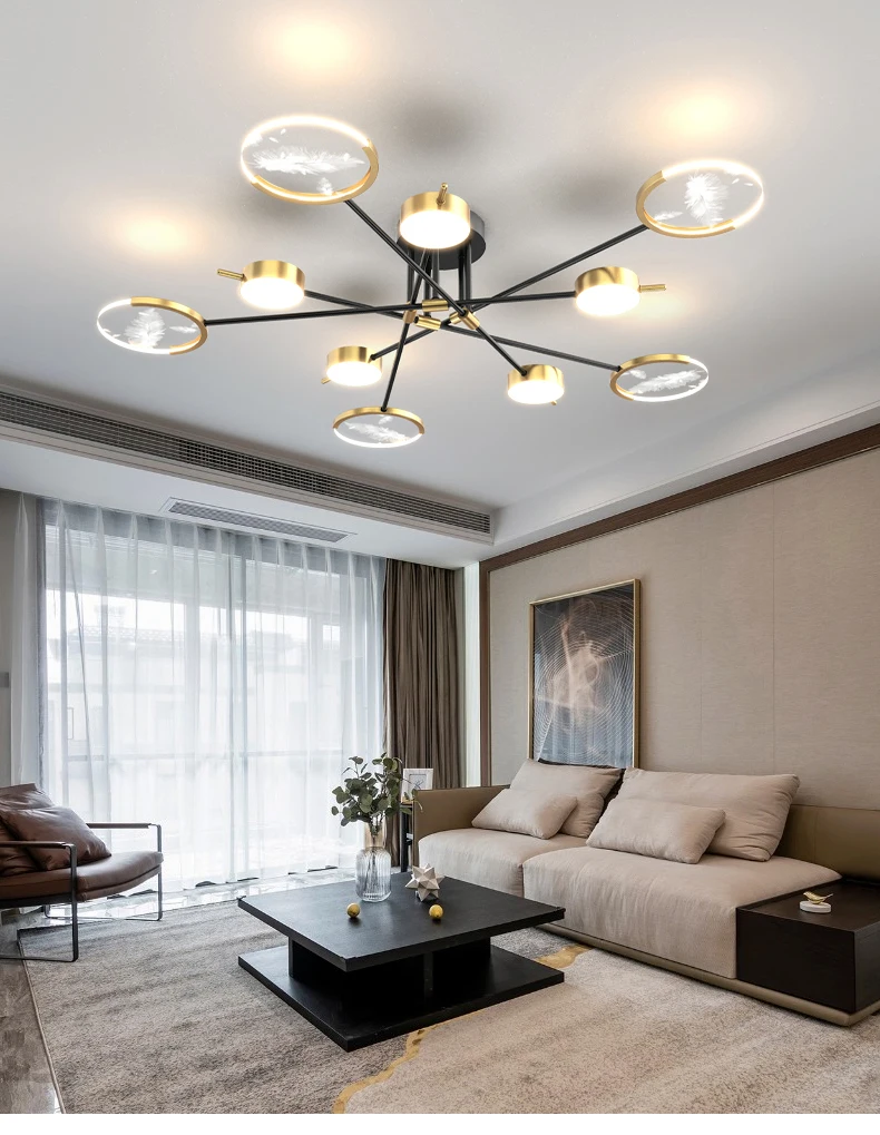 Modern LED Chandelier For Living Room Bedroom Dining Room Indoor Decorate Design Ceiling Lamp Black Gold Remote Control Light chandelier lamp