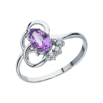 

Silver ring with amethyst and cubic zirconia sunlight sample 925