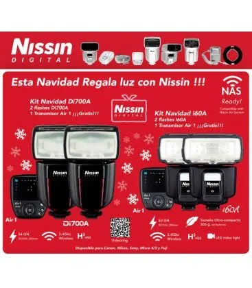 US $534.92 NISSIN KIT 2 DI700A CANON 2FLASHESAIR 1 Transmitter