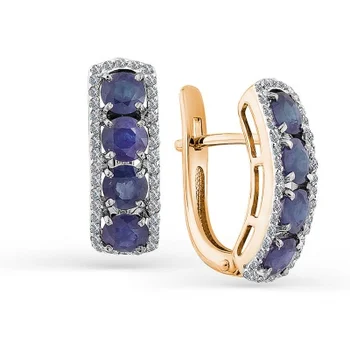 

Master brilliant earrings with sapphires and diamonds in red gold