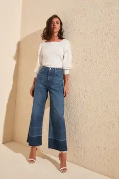 

Trendyol Pettitoes With Color Block High Waist Culotte Jeans TWOSS20JE0347