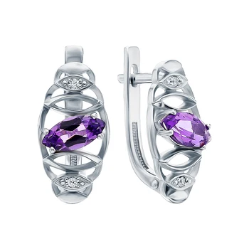 

Silver earrings with amethyst and cubic zirconia sunlight sample 925