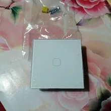 Minitiger-Interruptor táctil para luz de pared, estándar europeo, de lujo, de cristal blanco, 1 entrada y 1 vía