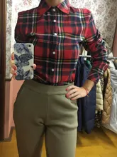 Plaid Shirt Outerwear Top Cotton Blouse Long-Sleeve Slim Female Autumn Winter And