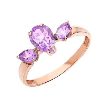 

Gold ring with amethyst sunlight sample 585