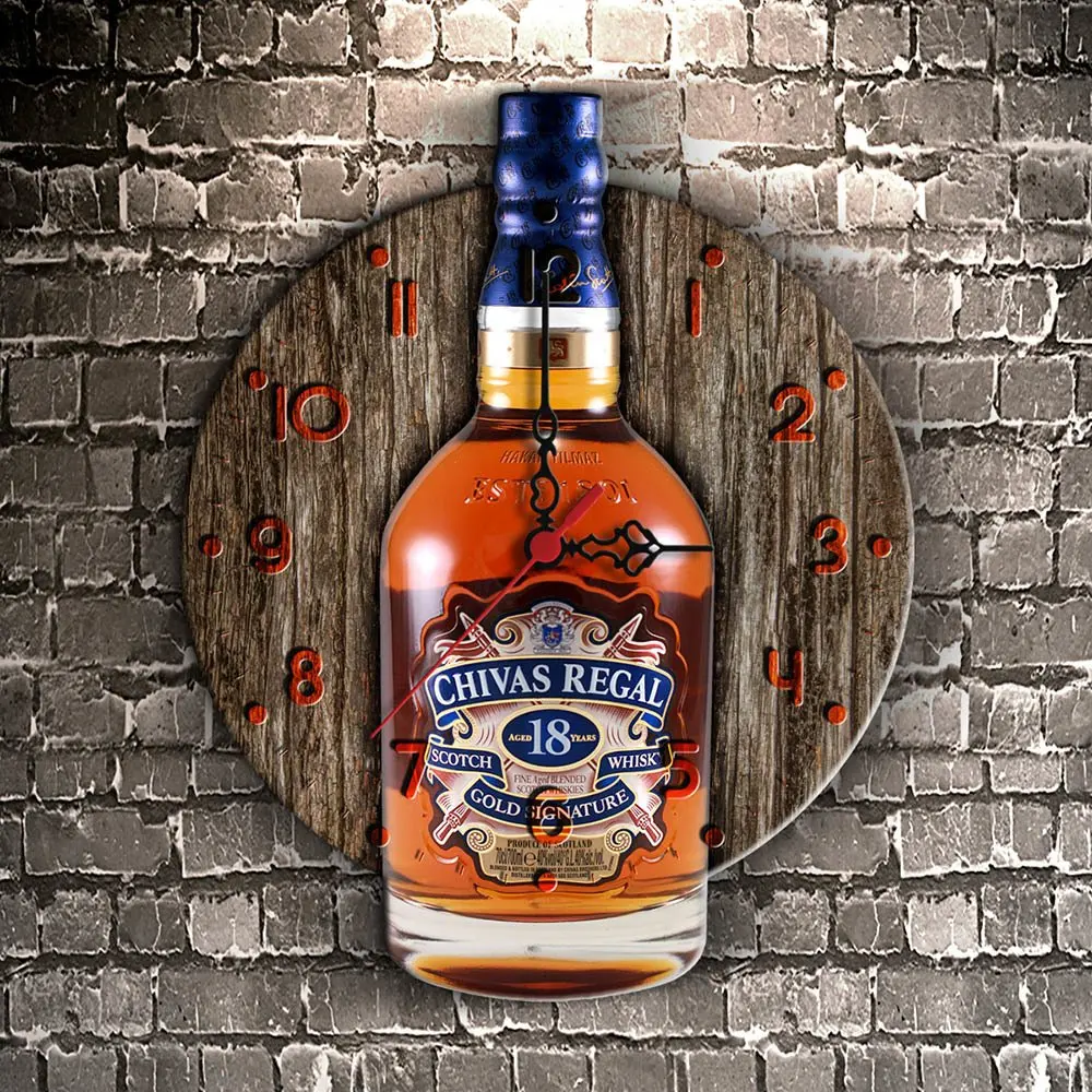 

Personalized Chivas Whisky Design Decorative Wooden Wall Clock-1