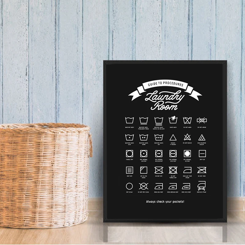 Laundry Guide OnBlack Print Laundry Room Wall Decor
