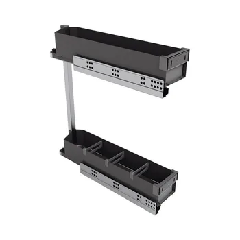 

Trolley wine rack removable Titane Emuca with soft closure for under cabinet 200mm kitchen