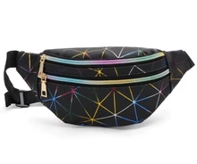 Geestock-riñonera holográfica con purpurina para mujer, bolsa impermeable con cinturón geométrico, a la moda, con láser, para teléfono
