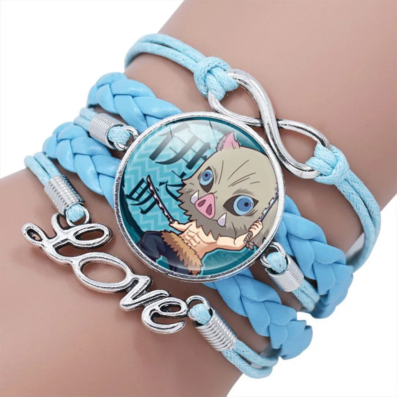Bracciale Nezuko Demon Slayer In Pelle - Regalo Per Fan, Con Perline Di Legno, Design Anime - Foto 5