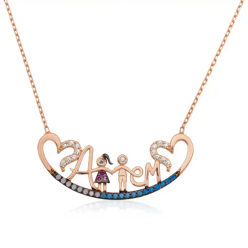 

Silver Mom Printed Lady Necklace