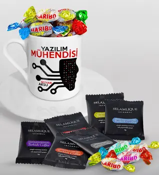 

Customized Software Engineer Turkish coffee Cup Selamlique Mixed Turkish Coffee House and Haribo Candy Gift Seti-2