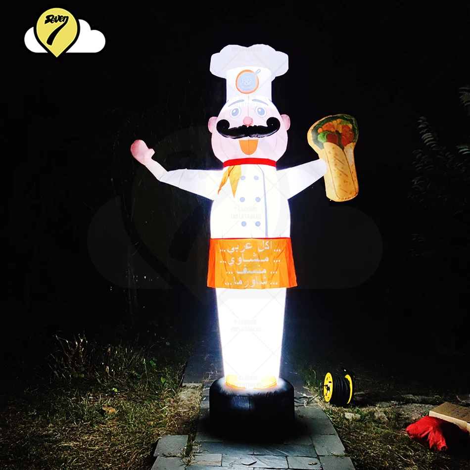 Inflatable Advertising Restaurant Chef Man Sandwish Shaurma Fast-Food Shop Balloon Air Dancers Tacos Traditional Mexican Burrito 5