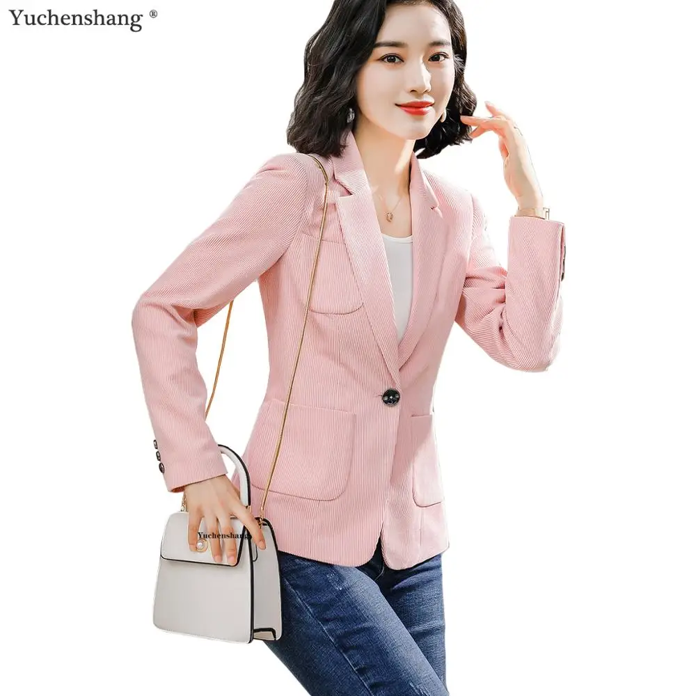 High quality women blazer new fall winter casual jacket coat with three pockets plus size 4xl pink green | Женская одежда