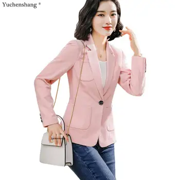 

High quality women blazer new fall winter casual jacket coat with three pockets plus size 4xl pink green