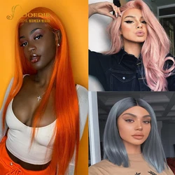 Joedir Pink Human Hair Wigs Straight Lace Front Wig 4x4 Lace Closure Straight Human Hair Wig For Women Preplucked Blonde Purple