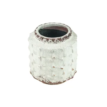 

JARRON ceramic small cracked white worn 15X15