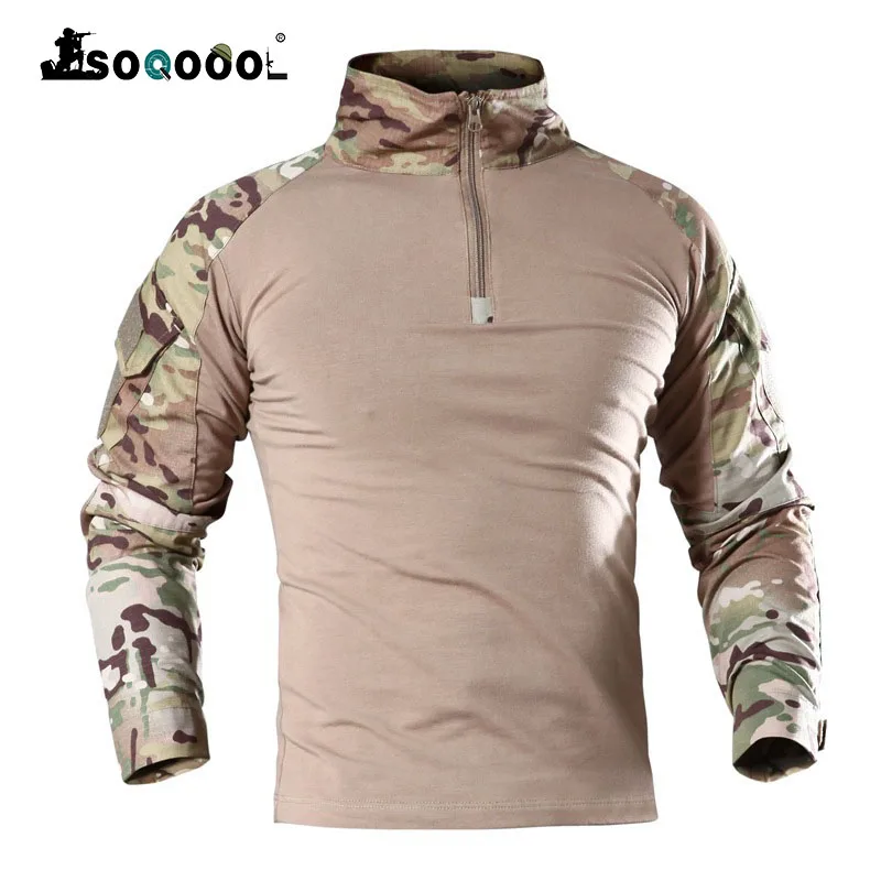 

Soqoool Men Army Tactical T shirt SWAT Soldiers Military Combat T-Shirt Long Sleeve Camouflage Shirts Paintball T Shirts