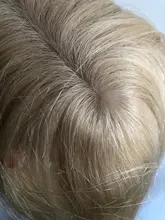 Peluca de cabello humano con Clip para mujer, tupé Invisible de seda, color rubio #613, cuero cabelludo