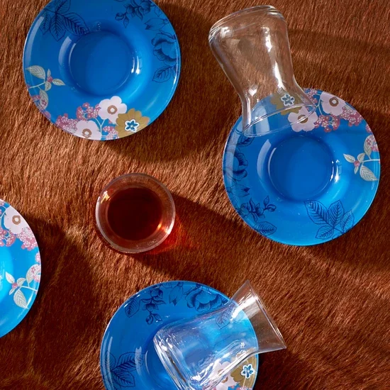 

GREAT Karaca Bahar Blue 6 Person Tea Set FREE SHIPPING FREE SHIPPING
