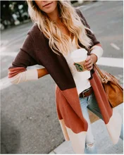 ##Special Price Women's Cardigan Sweater 2019 New Autumn Casual Long Sleeve Tri-Color Panel Cardigan Sweater Street Casual Sweater Blue Sweaters ##Special Price Women's Cardigan Sweater 2019 New Autumn Casual Long Sleeve Tri-Color Panel Cardigan Sweater Street Casual Sweater Blue Sweaters