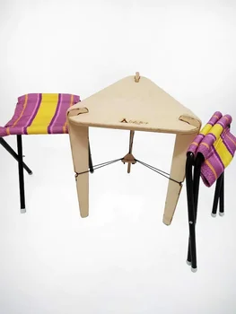 

Wood Portable Camping Table and Stool
