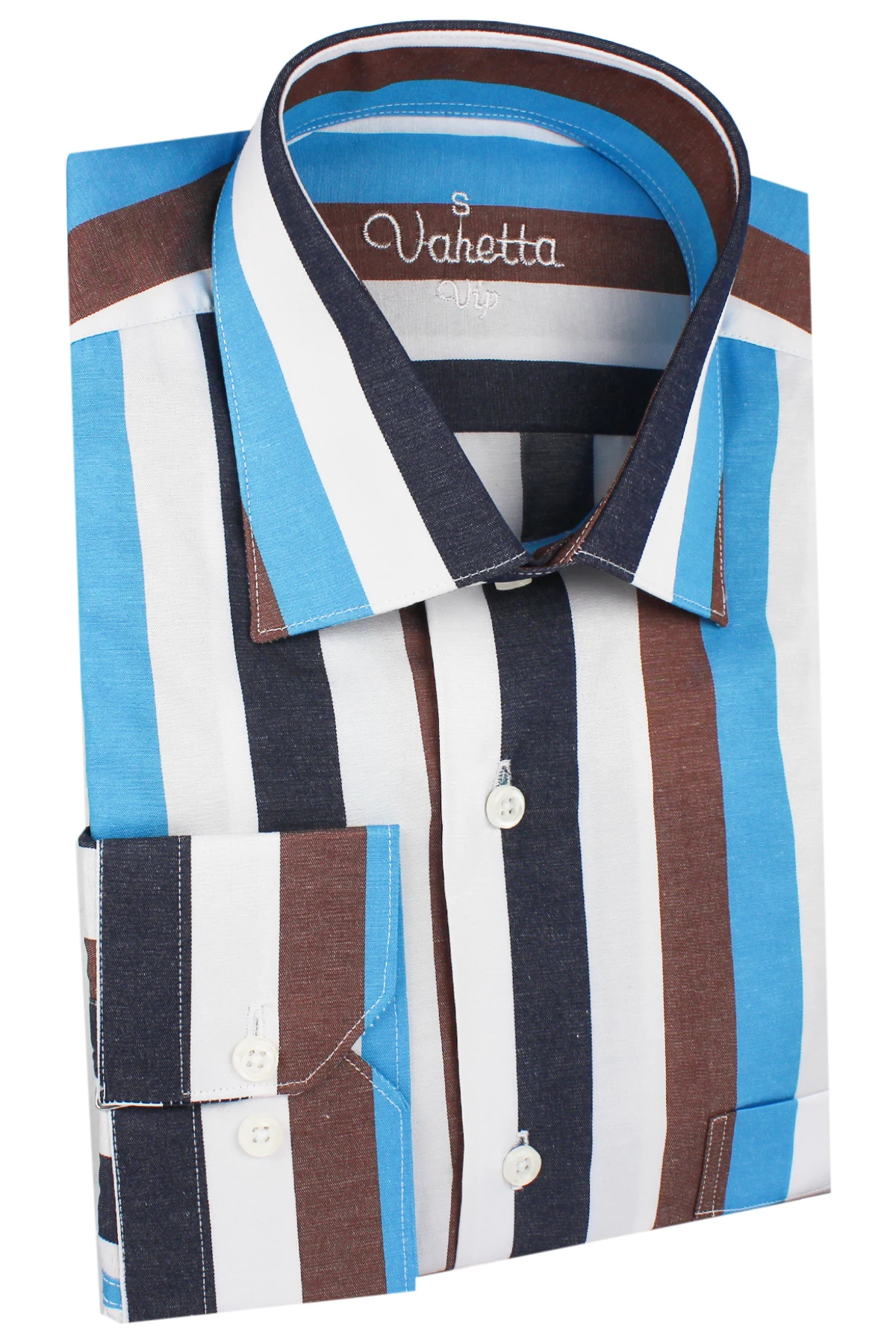 Striped Men's Shirt Casual Shirts Single Patch Pocket Long Sleeve Standard-fit Comfortable Thick Button-down Men shirt | Мужская