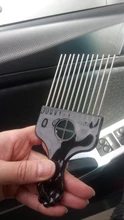 Peine de Metal negro para uso en salón, peine para pelo Afro Americano, herramienta de peinado