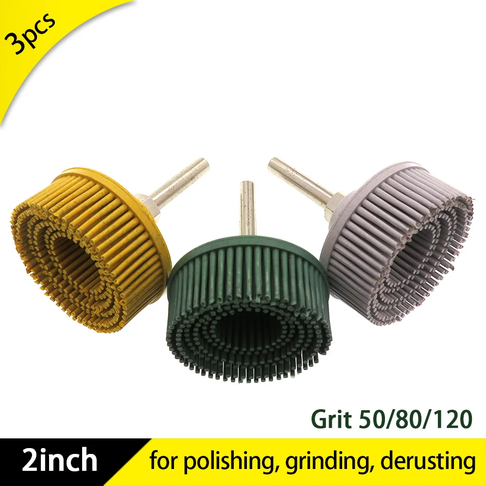 Bristle Disc 2inch Emery Rubber Abrasive Brush Polishing Grinding Wheel