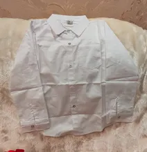 Camisetas de manga larga para niños, camisa de Blanco sólido de algodón a la moda, con botones y cuello vuelto, 8 12y, primavera 2021