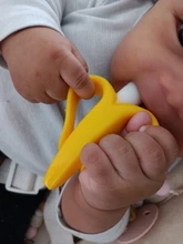 Cepillos dentales de entrenamiento de silicona para bebé, sin BPA, forma de plátano, mordedor seguro, juguetes para morder, anillo de dentición, regalo para mordedor de bebé
