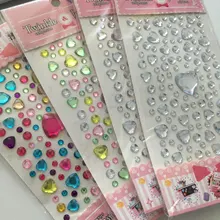 1 hoja de calcomanía en forma de corazón para niños, diamantes de imitación, cuentas acrílicas, libro de recortes, decoración de notas, juguete artesanal