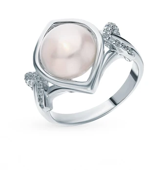 

Silver ring with cubic zirconia and pearls sunlight sample 925